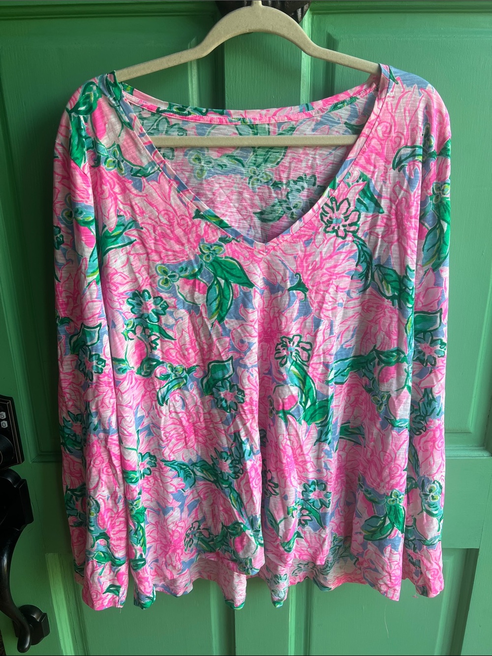 Lilly Pulitzer Etta V-Neck Long Sleeve the brand's vibrant "Try your zest” XXL - Picture 2 of 5